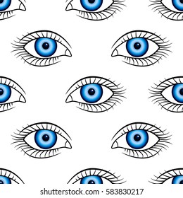Seamless pattern of the abstract human eyes