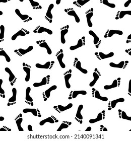 Seamless pattern of an abstract human feet silhouettes