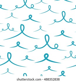 Seamless pattern with abstract  icon water wave in cartoon style on white background. Vector illustration.