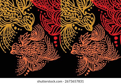 seamless pattern abstract illustration with bird shape ornament design