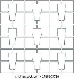 Seamless pattern abstract image glass beer in square form. Contour line art in flat style. Restaurant alcoholic ornament for celebration design. Repeat beverage outline template. Vector.