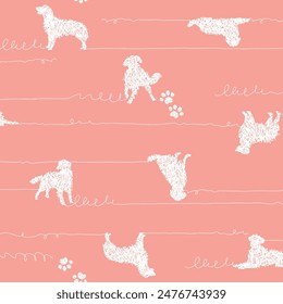 Seamless pattern with abstract images of dogs,