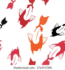 seamless pattern with abstract koi carps silhouettes. Modern design for packaging, paper, cover, fabric, interior decor