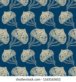 seamless pattern with abstract large jellyfish. vector isolate