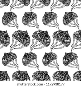 seamless pattern with abstract large jellyfish. vector isolate