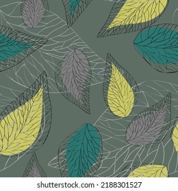 Seamless pattern abstract leaf. Vector fabric seamless pattern. Design element. Abstract floral illustration.