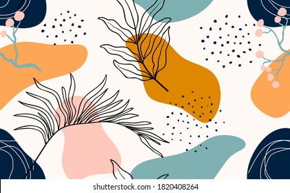Seamless Pattern With Abstract Leave.