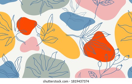 Seamless pattern with abstract leave. Creative floral surface design. Vector background