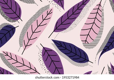 Seamless pattern with abstract leave. Creative floral surface design. Vector background