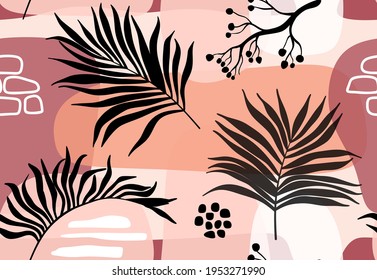 Seamless pattern with abstract leave. Creative floral surface design. Vector background