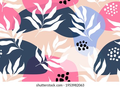 Seamless pattern with abstract leave. Creative floral surface design. Vector background