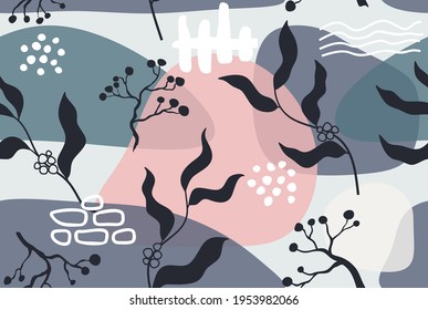 Seamless pattern with abstract leave. Creative floral surface design. Vector background