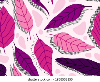 Seamless pattern with abstract leave. Creative floral surface design. Vector background