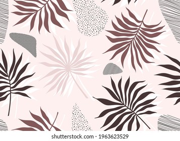 Seamless pattern with abstract leave. Creative floral surface design. Vector background.