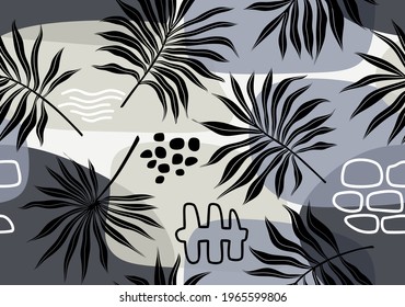 Seamless pattern with abstract leave. Creative floral surface design. Vector background.