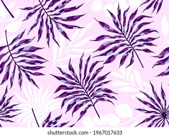 Seamless pattern with abstract leave. Creative floral surface design. Vector background.