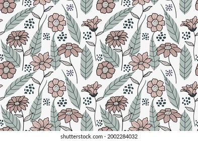 Patrón sin foco con la salida abstracta y la flor. Diseño creativo de superficie floral. Fondo vectorial.