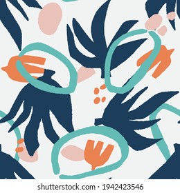 Seamless pattern of a abstract leaves background vector elements.