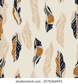 Seamless pattern with abstract leaves. Botanical background. Vector tile for textile design, wrapping paper, decoration, web, social media