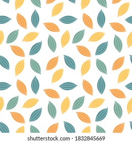 Seamless pattern with abstract leaves. Cartoon print