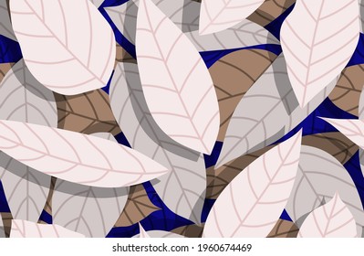 Seamless pattern with abstract leaves. Creative floral surface design. Vector background