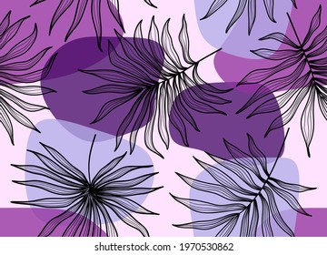 Seamless pattern with abstract leaves. Creative floral surface design. Vector background.