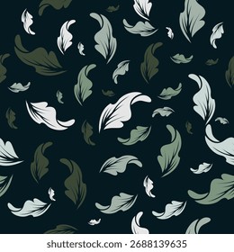 Seamless pattern with abstract leaves design