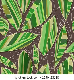 SEamless pattern of abstract leaves. Different tones of green color