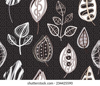 Seamless pattern with abstract leaves. EPS 10 vector file organized in layers for easy editing. 