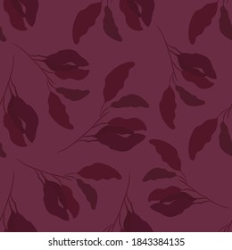 Seamless pattern with abstract  leaves and flowers. Wallpaper, print, wrapping paper, textile design. Vectors illustration.