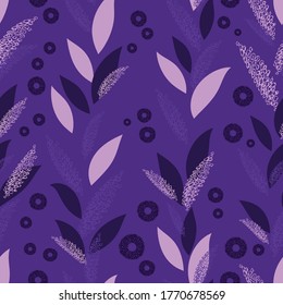 Seamless pattern of abstract leaves. Graphic background in the style of hand drawn. Design for textiles, bedding, paper, wallpaper, packaging. Vector graphics. Doodle illustration.