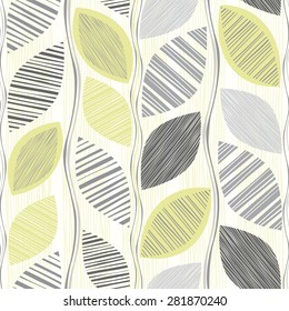 Seamless pattern  of abstract leaves. Hand-drawn floral background.