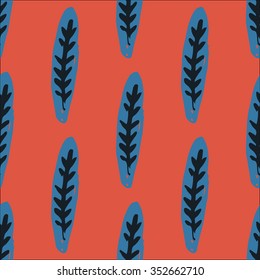 Seamless pattern of abstract leaves. Hand-drawn floral background.