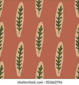 Seamless pattern of abstract leaves. Hand-drawn floral background.