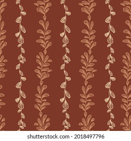 Seamless pattern. Abstract leaves. Line art, doodles. Background for the design of fabric, paper, packaging.