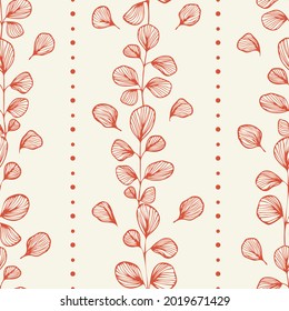 Seamless pattern. Abstract leaves. Line art, doodles. Background for the design of fabric, paper, packaging.