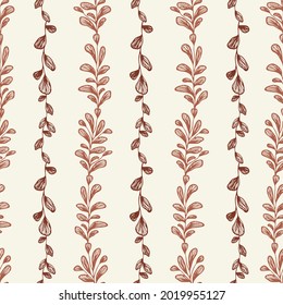 Seamless pattern. Abstract leaves. Line art, doodles. Background for the design of fabric, paper, packaging.