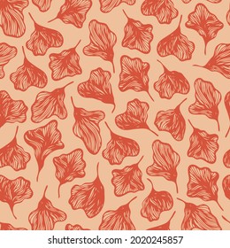 Seamless pattern. Abstract leaves. Line art, doodles. Background for the design of fabric, paper, packaging.