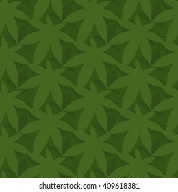 Seamless pattern of abstract leaves of marijuana. Vector illustration background