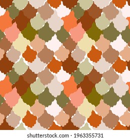Seamless pattern abstract leaves. nature scandinavian style background. Nursery decor trend of the season Ochre gold yellow Rust Sepia mustard tan. Can be used for Gift wrap fabric wallpapers. Vector