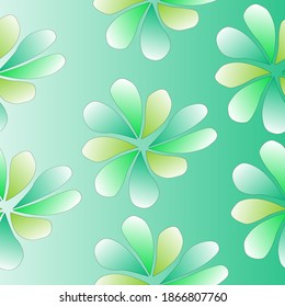 Seamless pattern of abstract leaves on a green bright background for textile.