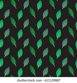 Seamless pattern. Abstract leaves on a black background. Vector illustration.