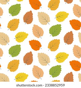Seamless pattern of abstract leaves in trendy multicolored autumn colors. Vector Background texture