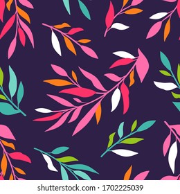 Seamless pattern with abstract leaves. Vector illustration