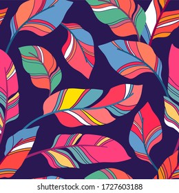 Seamless pattern with abstract leaves. Vector illustration