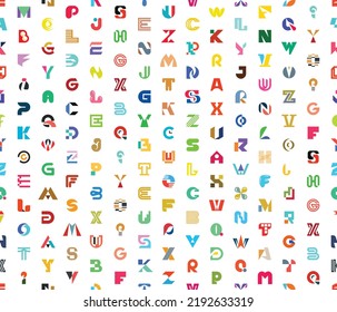 Seamless pattern with abstract letters. geometric abstract logos. icon design