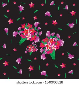 Seamless pattern with abstract lilac flowers for printing, baby fabrics, covers