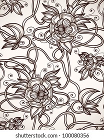 seamless pattern with abstract lilies