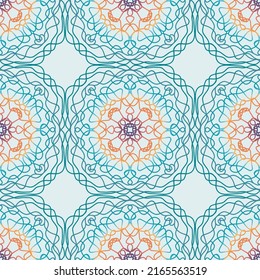 Seamless pattern abstract line art mandala 