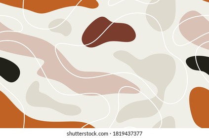 Seamless pattern with abstract line. Creative floral surface design. Vector background